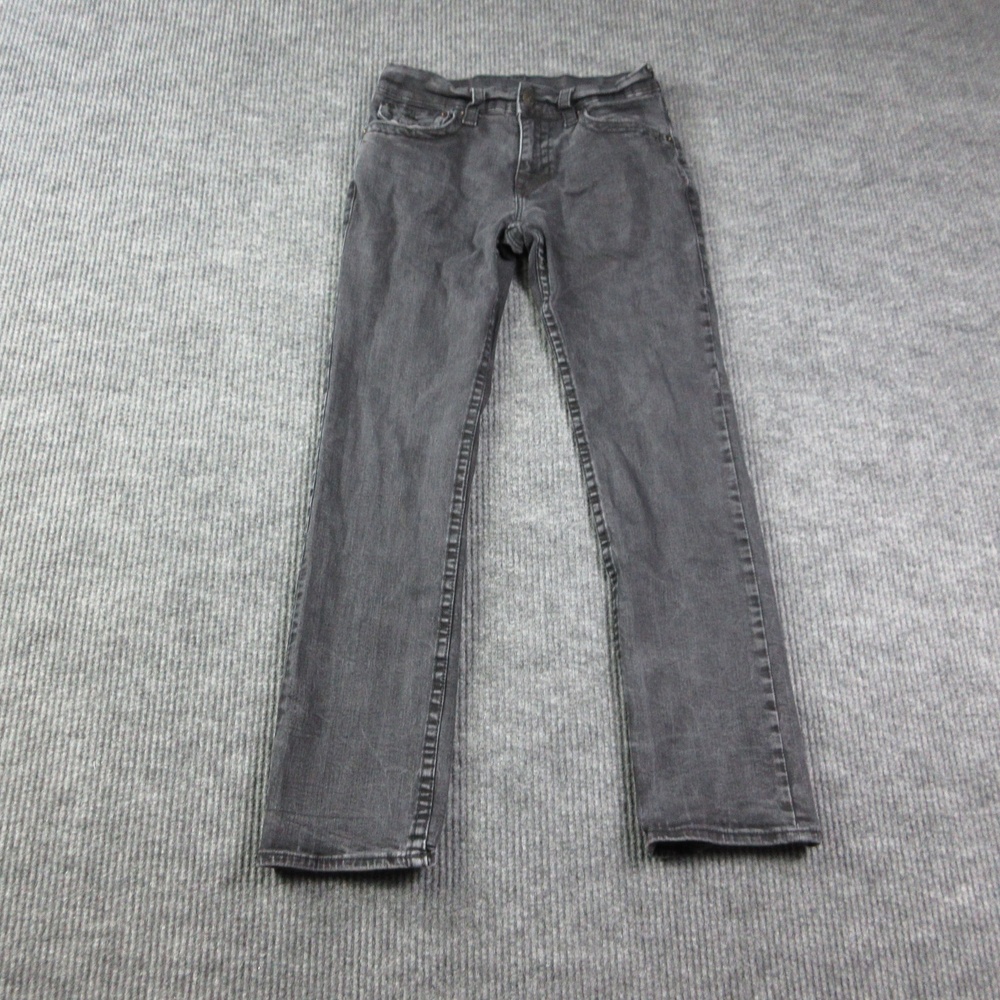 True Religion Jeans Mens 31 Weathered Black Ricky Relaxed Straight Denim 30x30*